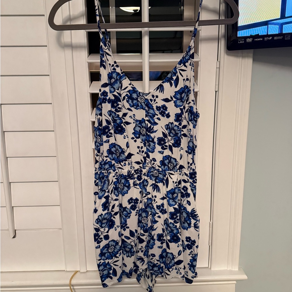 H&M Blue Floral Patterned Romper